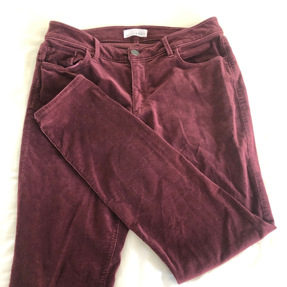 Loft Corduroy Curvy Skinny Pants - Wine